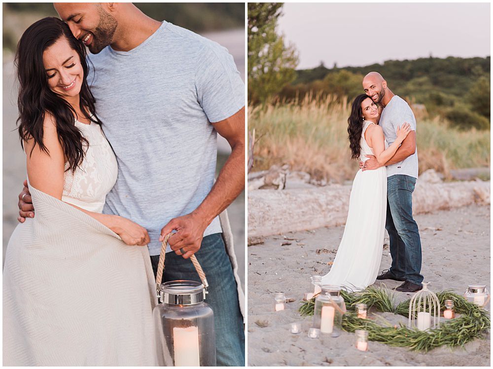  Romantic Discovery Park Seattle Candlelit Engagement Session   by the beach | Julianna J Photography | juliannajphotography.com 