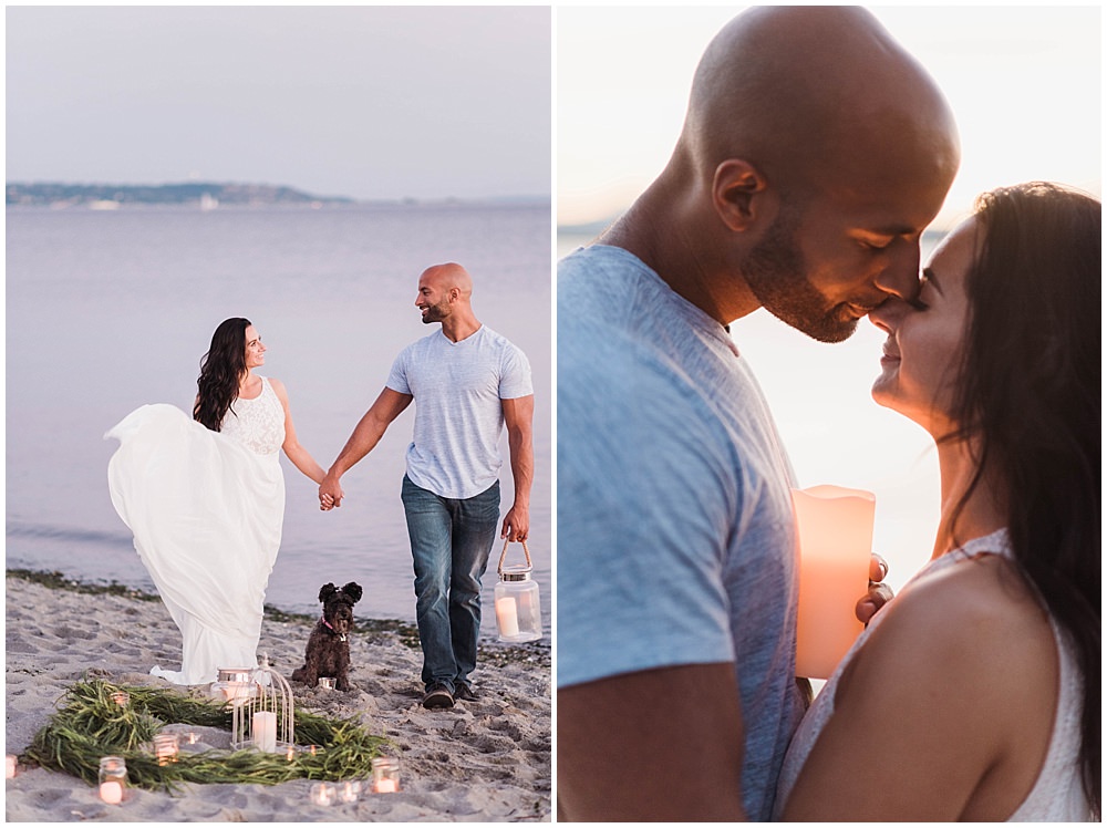  Romantic Discovery Park Seattle Candlelit Engagement Session   by the beach | Julianna J Photography | juliannajphotography.com 